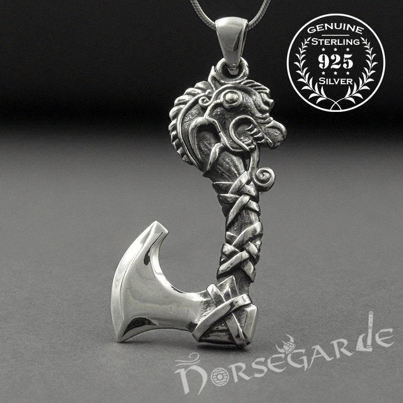 Handcrafted Fafnir's Axe Pendant - Sterling Silver - Norsegarde