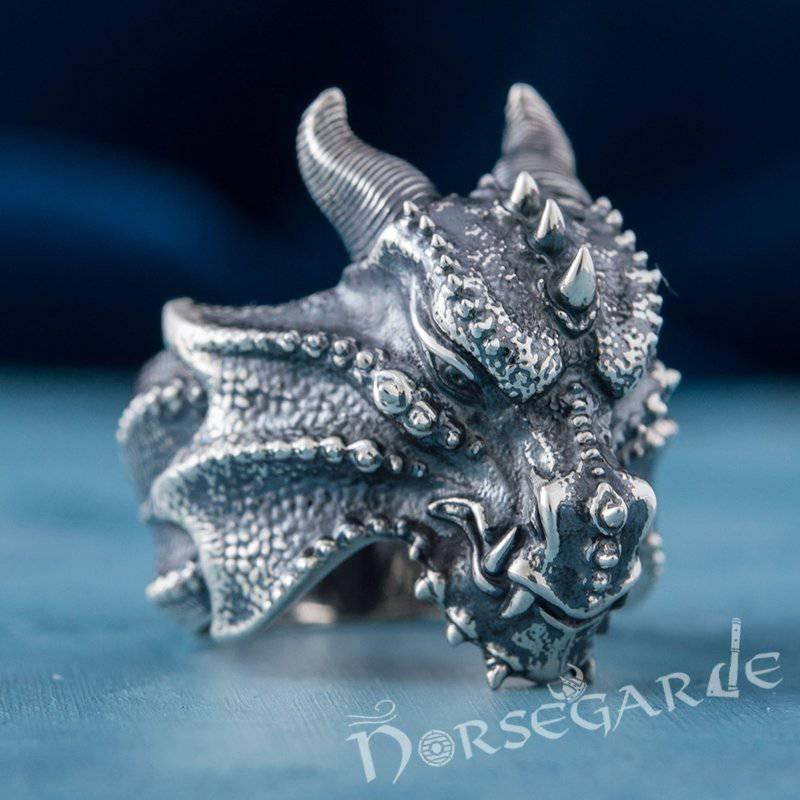 Handcrafted Fafnir the Dragon Ring - Sterling Silver - Norsegarde