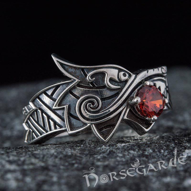 Handcrafted Fenrir Sun Eater Ring - Sterling Silver - Norsegarde