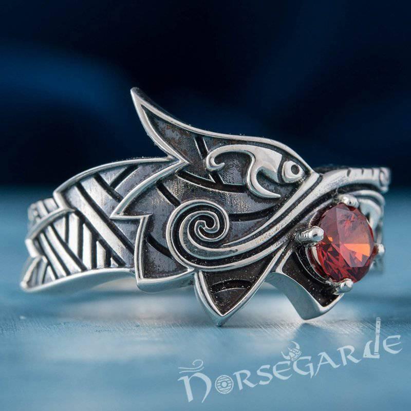 Handcrafted Fenrir Sun Eater Ring - Sterling Silver - Norsegarde