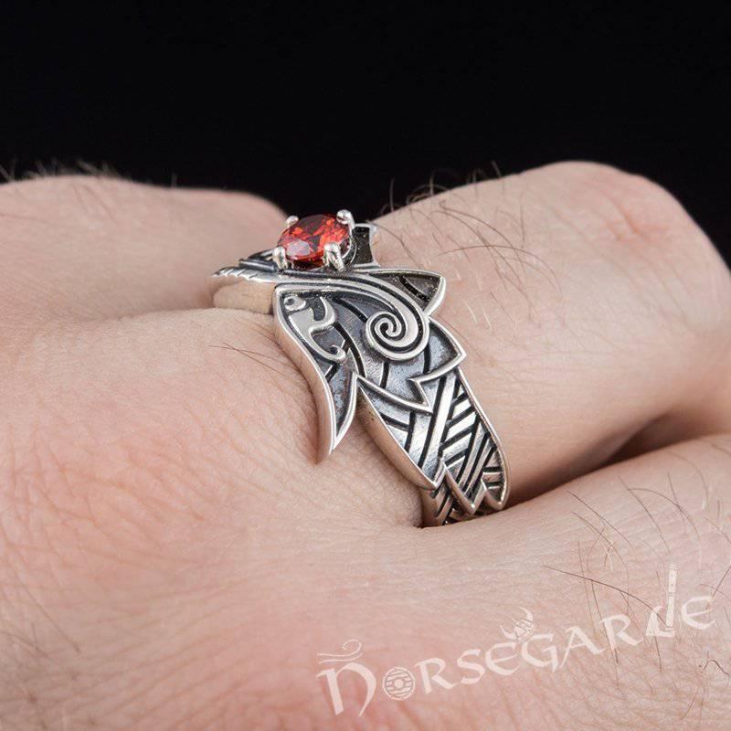 Handcrafted Fenrir Sun Eater Ring - Sterling Silver - Norsegarde