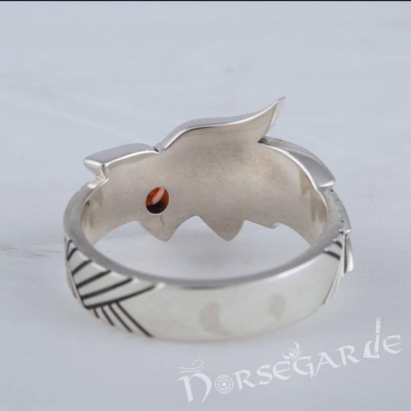 Handcrafted Fenrir Sun Eater Ring - Sterling Silver - Norsegarde