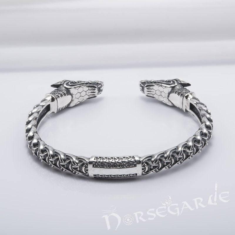 Handcrafted Fenrir Wolf Torc Bracelet - Sterling Silver - Norsegarde