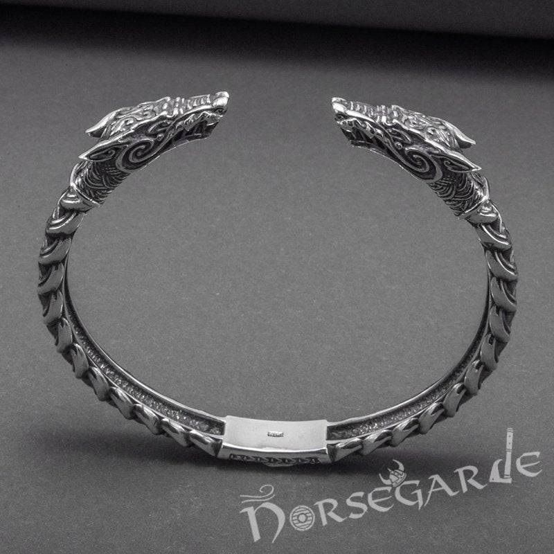 Handcrafted Fenrir Wolf Torc Bracelet - Sterling Silver - Norsegarde