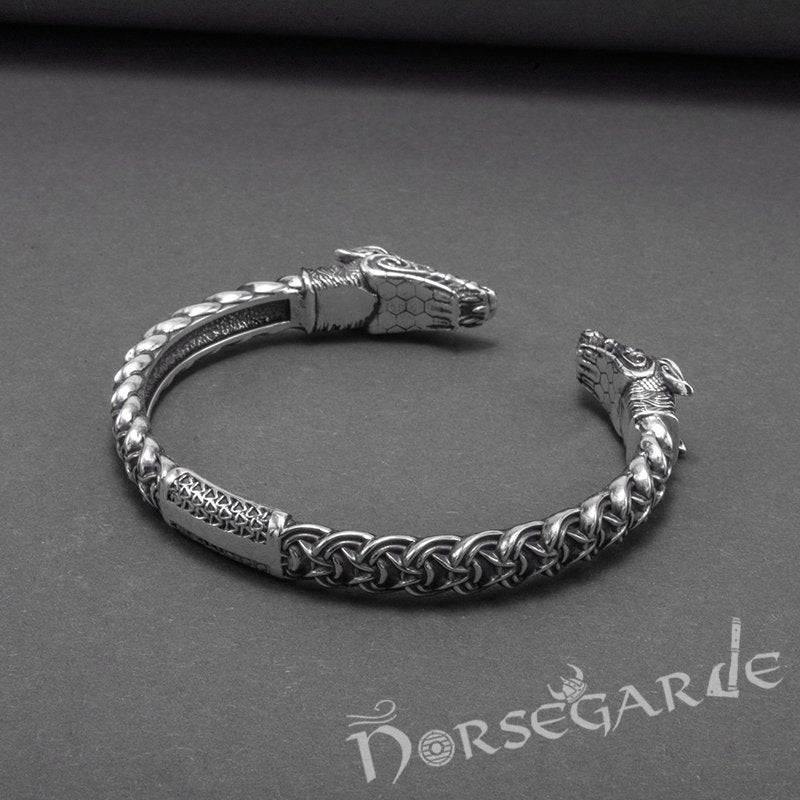 Handcrafted Fenrir Wolf Torc Bracelet - Sterling Silver - Norsegarde