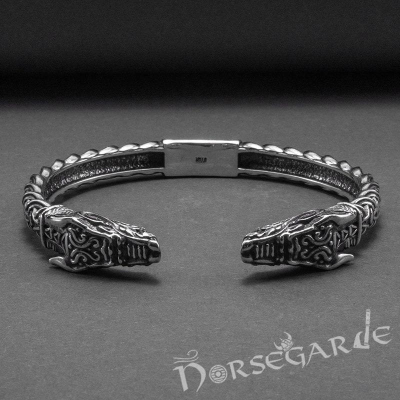 Handcrafted Fenrir Wolf Torc Bracelet - Sterling Silver - Norsegarde