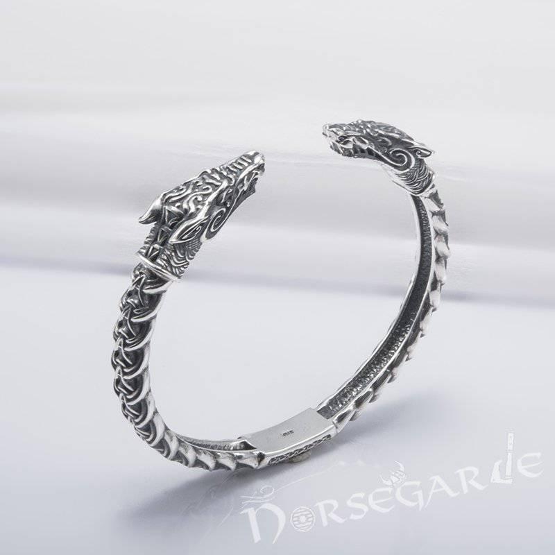 Handcrafted Fenrir Wolf Torc Bracelet - Sterling Silver - Norsegarde