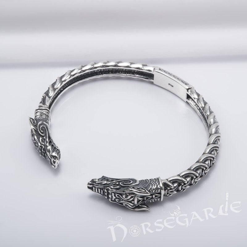 Handcrafted Fenrir Wolf Torc Bracelet - Sterling Silver - Norsegarde