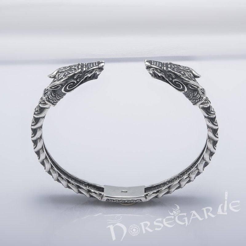 Handcrafted Fenrir Wolf Torc Bracelet - Sterling Silver - Norsegarde
