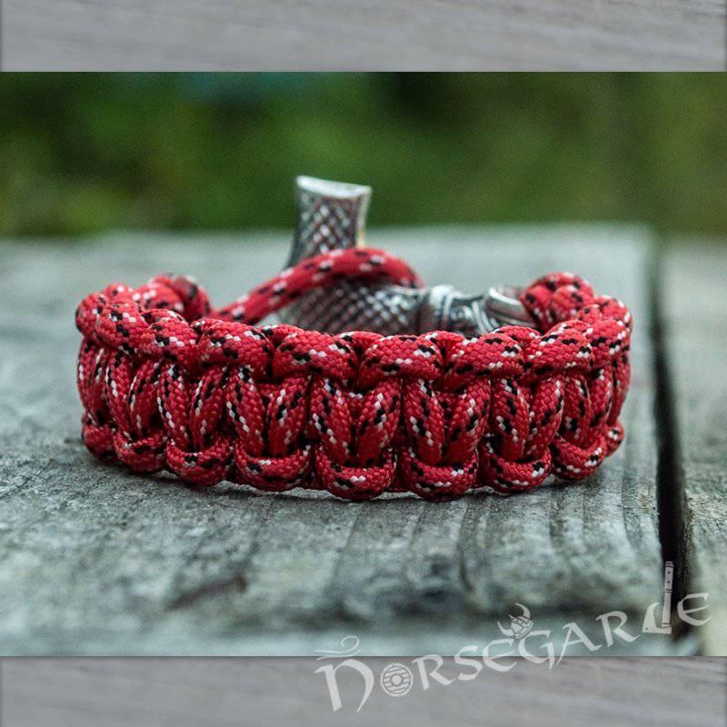 Handcrafted Flare Paracord Bracelet with Large Mjölnir - Sterling Silver - Norsegarde