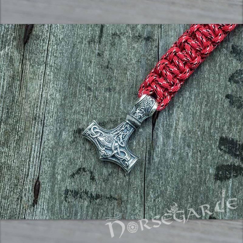 Handcrafted Flare Paracord Bracelet with Large Mjölnir - Sterling Silver - Norsegarde
