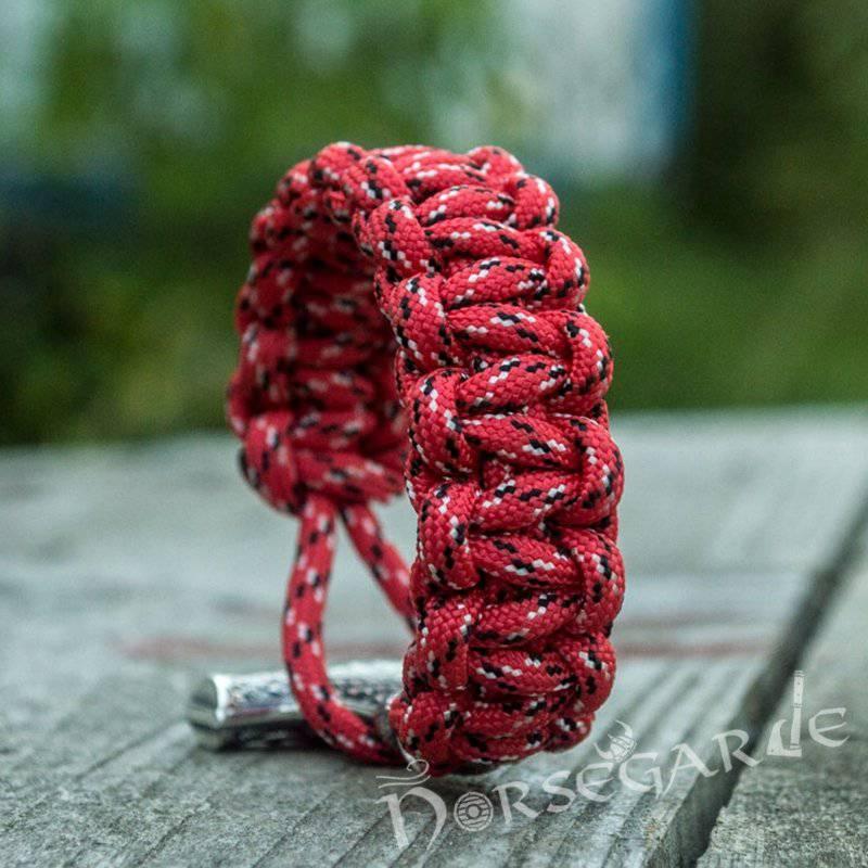 Handcrafted Flare Paracord Bracelet with Large Mjölnir - Sterling Silver - Norsegarde