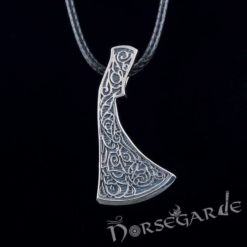 Handcrafted Flora Ornament Perun's Axe Pendant - Sterling Silver - Norsegarde