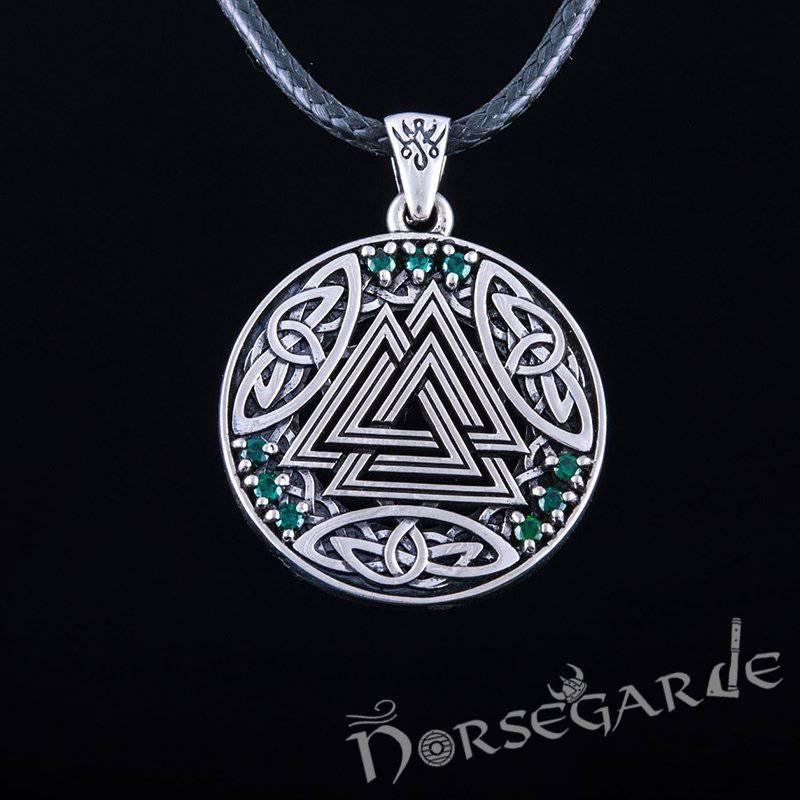 Handcrafted Gemmed Celtic Valknut Pendant - Sterling Silver - Norsegarde