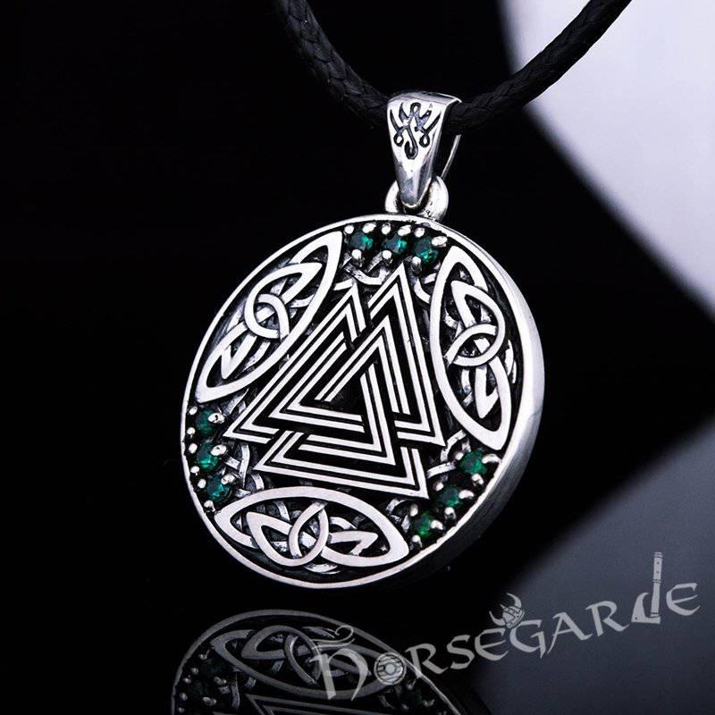 Handcrafted Gemmed Celtic Valknut Pendant - Sterling Silver - Norsegarde