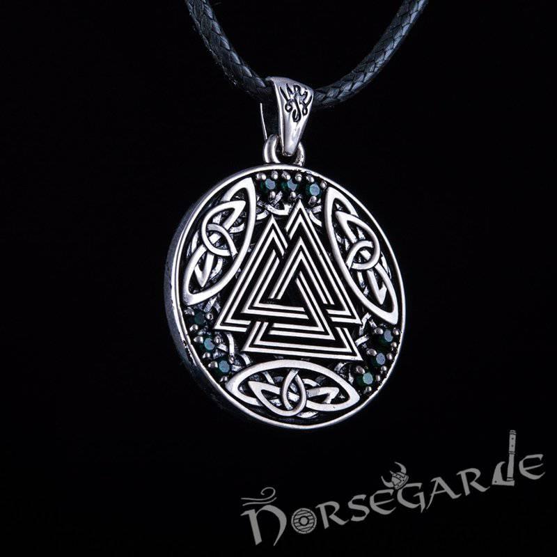 Handcrafted Gemmed Celtic Valknut Pendant - Sterling Silver - Norsegarde
