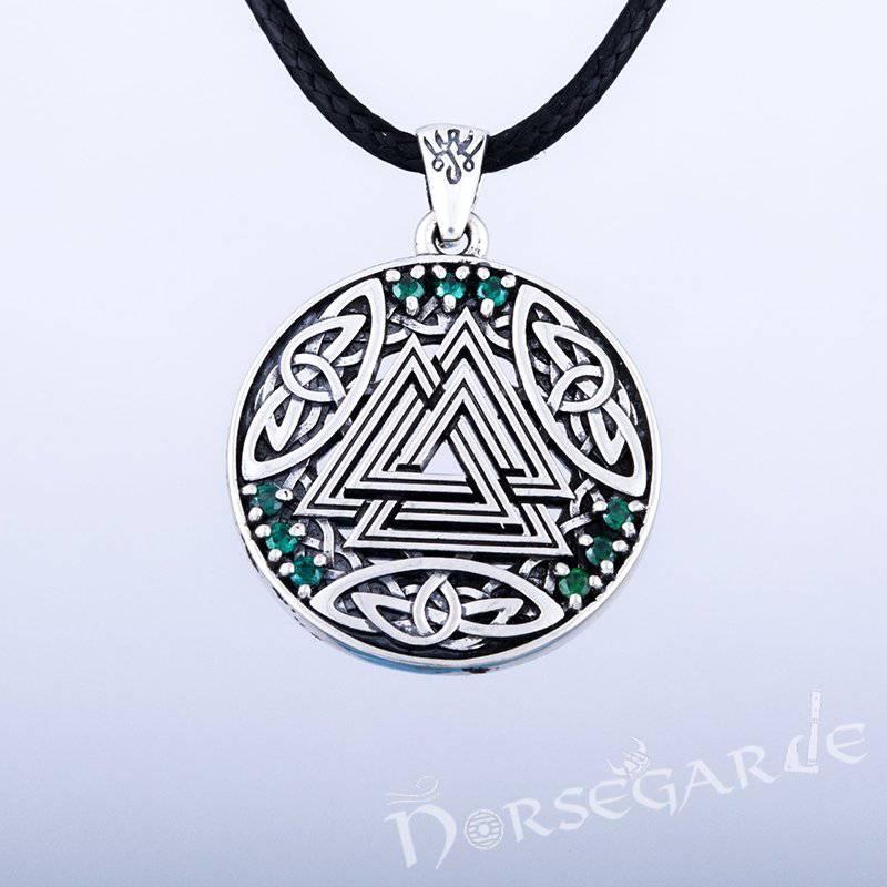 Handcrafted Gemmed Celtic Valknut Pendant - Sterling Silver - Norsegarde
