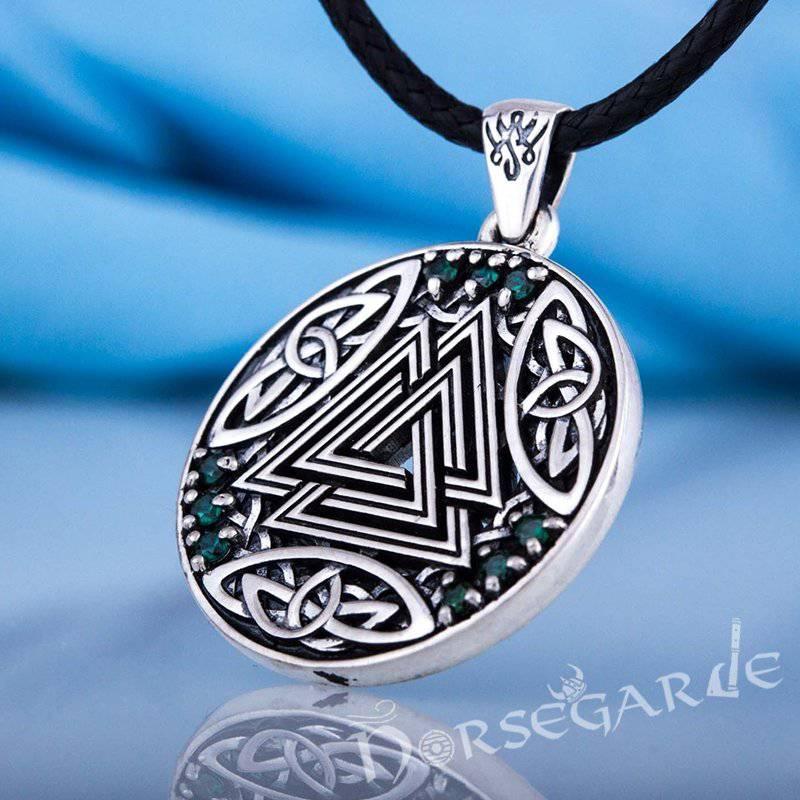 Handcrafted Gemmed Celtic Valknut Pendant - Sterling Silver - Norsegarde