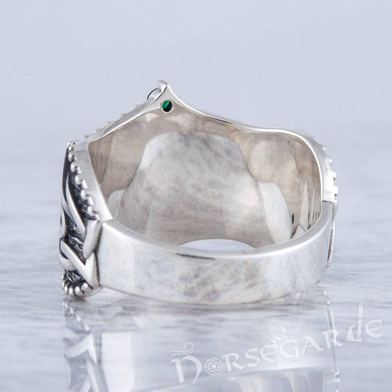Handcrafted Gemmed Yggdrasil Celtic Ring - Sterling Silver - Norsegarde