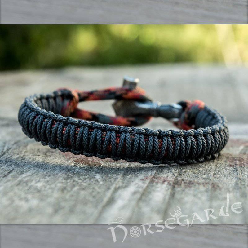Handcrafted Gray Paracord Bracelet with Mjölnir - Sterling Silver - Norsegarde