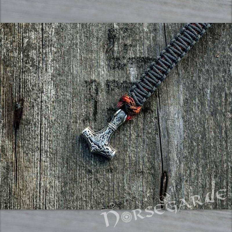 Handcrafted Gray Paracord Bracelet with Mjölnir - Sterling Silver - Norsegarde