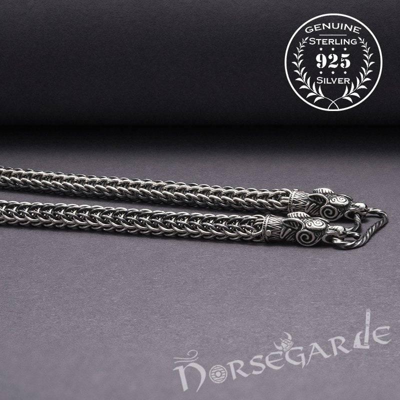 Handcrafted Heavy Chain with Wolves - Sterling Silver - Norsegarde