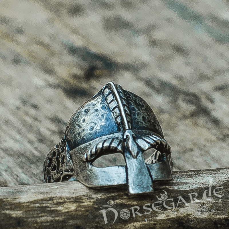 Handcrafted Helm of a Viking Warrior Ring - Sterling Silver - Norsegarde