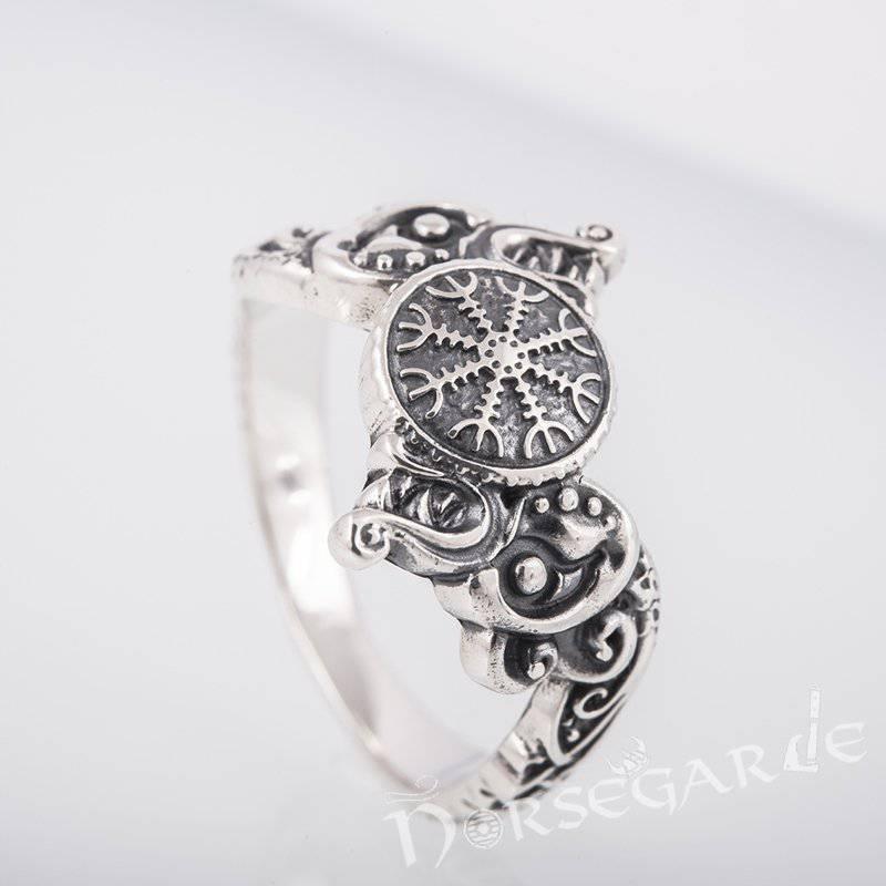 Handcrafted Helm of Awe and Wolves Ring - Sterling Silver - Norsegarde