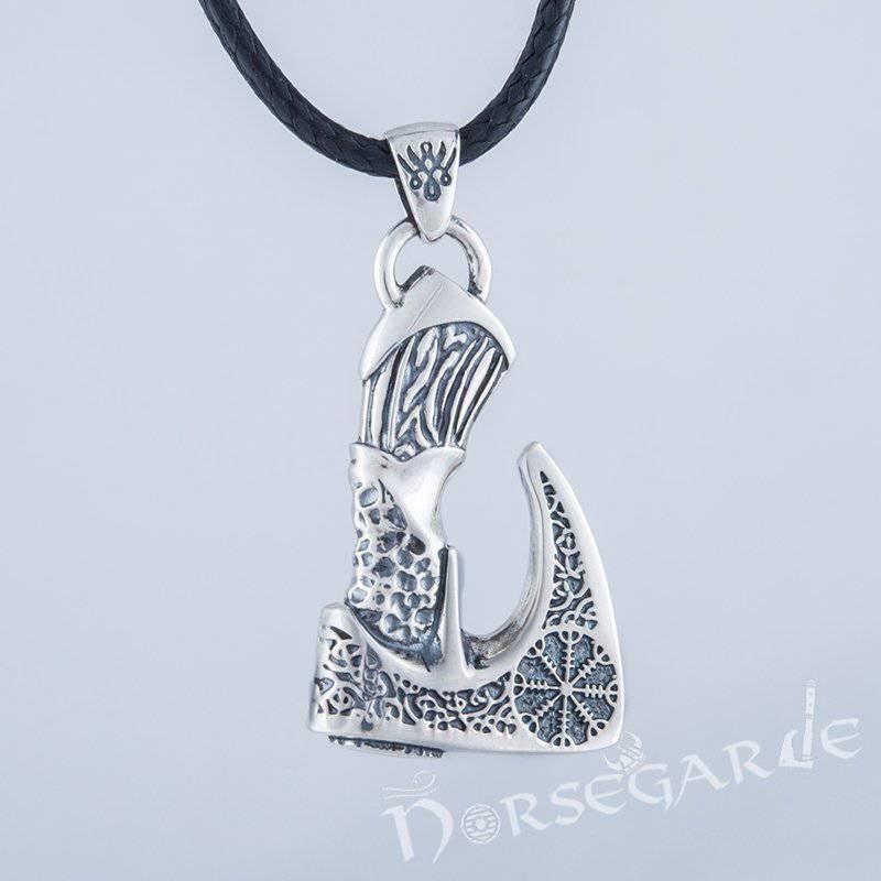 Handcrafted Helm of Awe Axe Pendant - Sterling Silver - Norsegarde