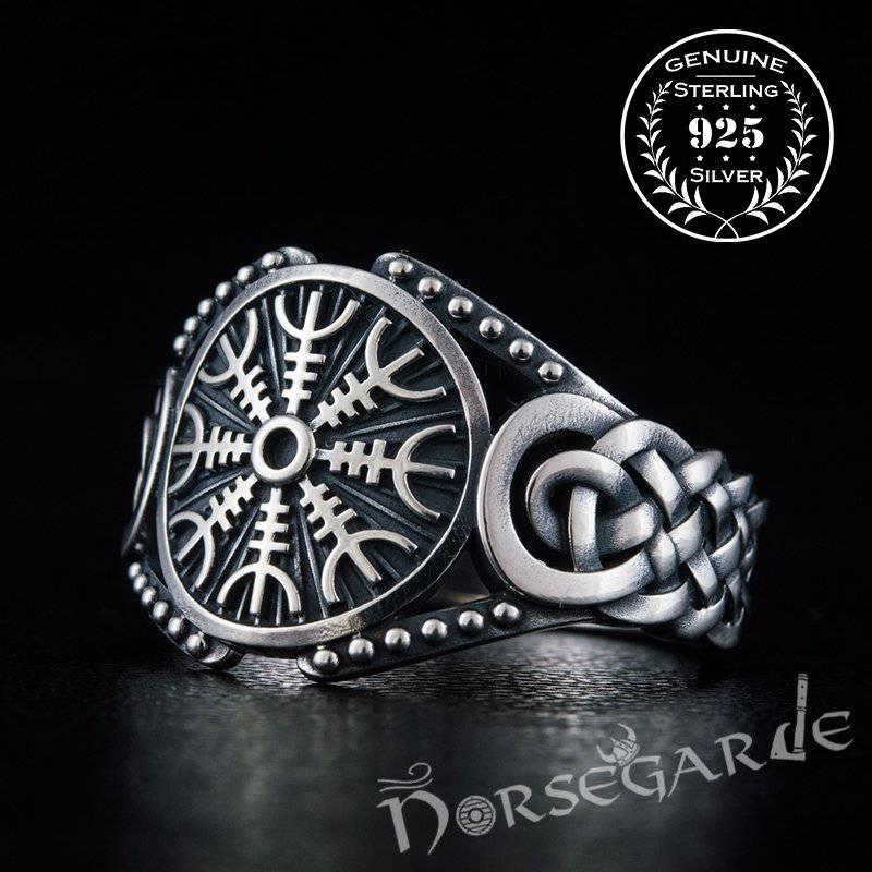 Handcrafted Helm of Awe Braid Ornament Ring - Sterling Silver - Norsegarde