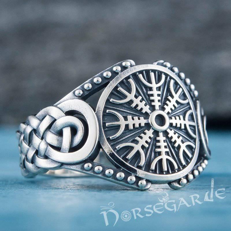 Handcrafted Helm of Awe Braid Ornament Ring - Sterling Silver - Norsegarde