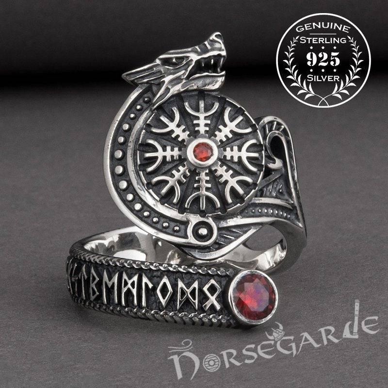 Handcrafted Helm of Awe Coiled Serpent Band - Sterling Silver - Norsegarde