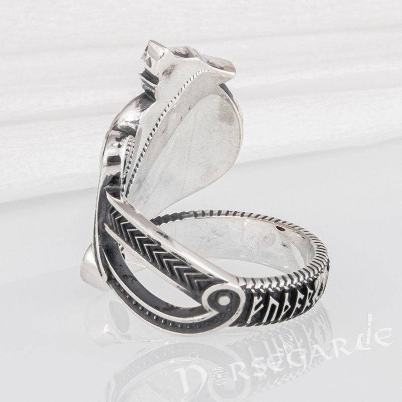 Handcrafted Helm of Awe Coiled Serpent Band - Sterling Silver - Norsegarde