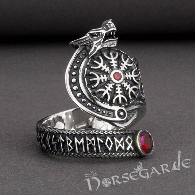 Handcrafted Helm of Awe Coiled Serpent Band - Sterling Silver - Norsegarde