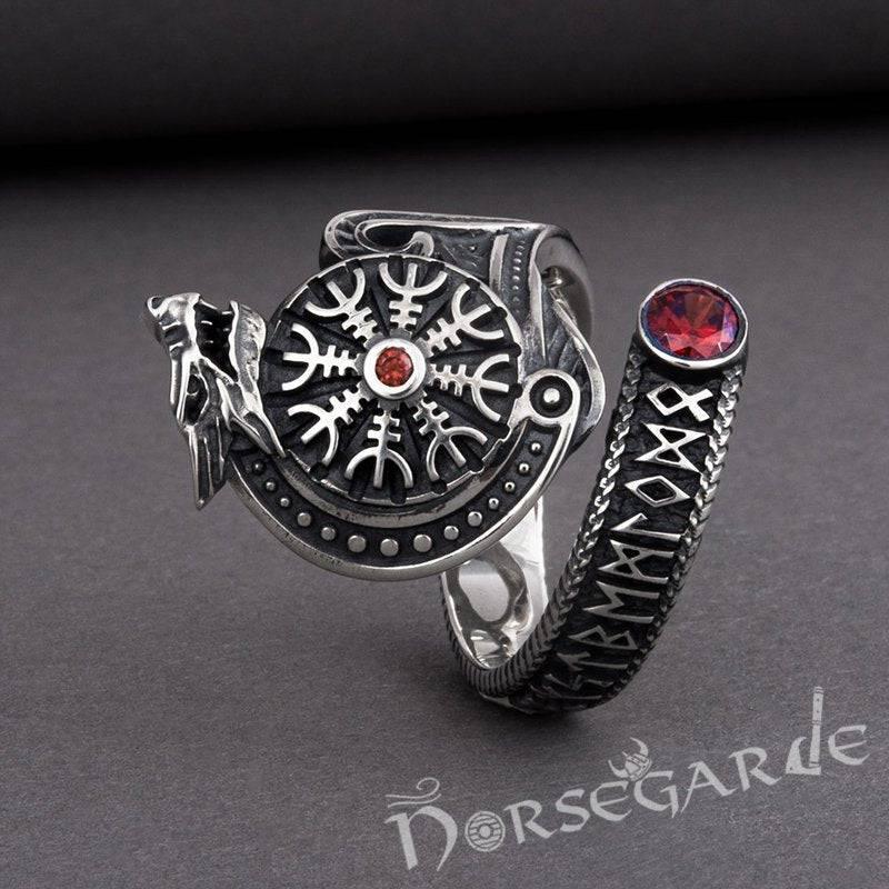 Handcrafted Helm of Awe Coiled Serpent Band - Sterling Silver - Norsegarde