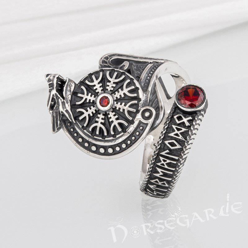 Handcrafted Helm of Awe Coiled Serpent Band - Sterling Silver - Norsegarde