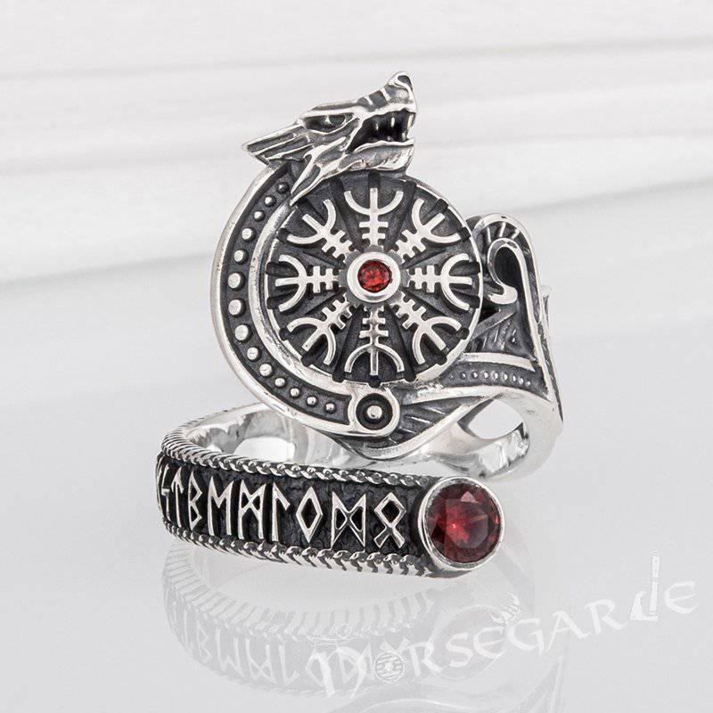 Handcrafted Helm of Awe Coiled Serpent Band - Sterling Silver - Norsegarde