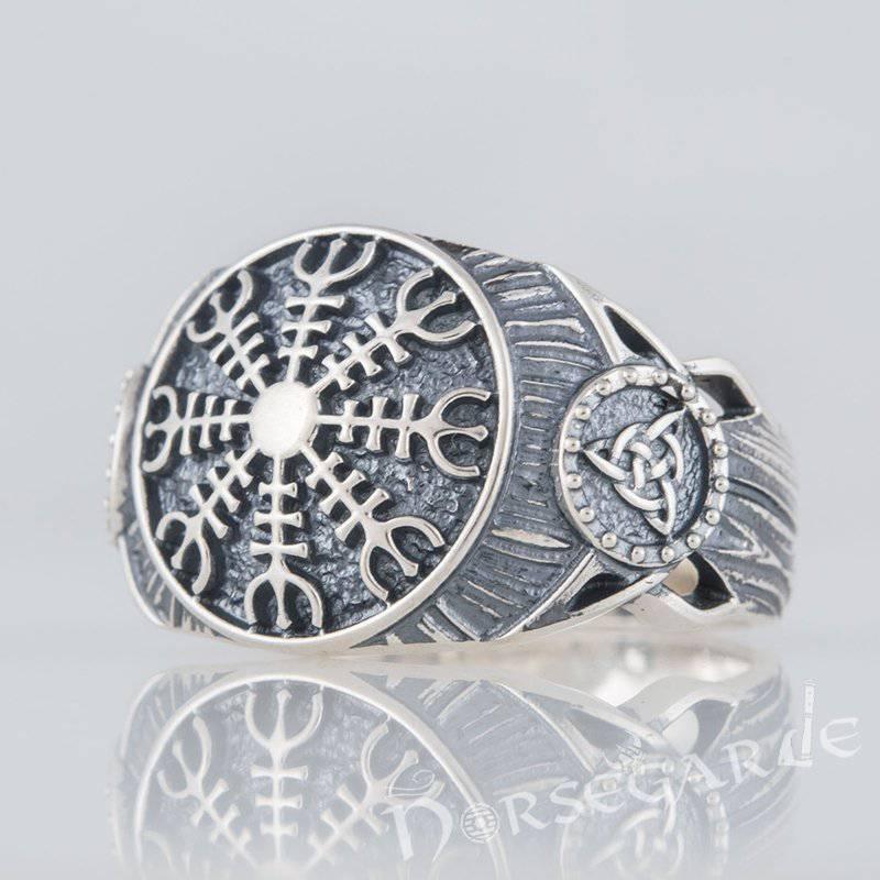 Handcrafted Helm of Awe Druid Signet Ring - Sterling Silver - Norsegarde