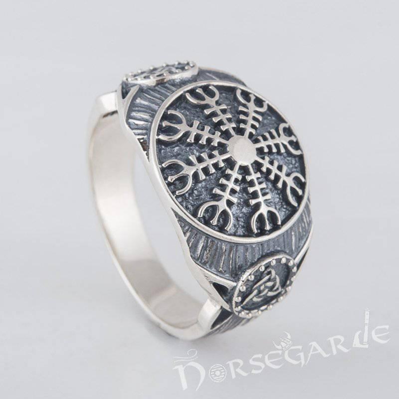 Handcrafted Helm of Awe Druid Signet Ring - Sterling Silver - Norsegarde