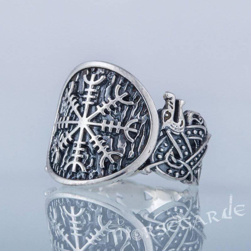 Handcrafted Helm of Awe Jellinge Style Ring - Sterling Silver - Norsegarde