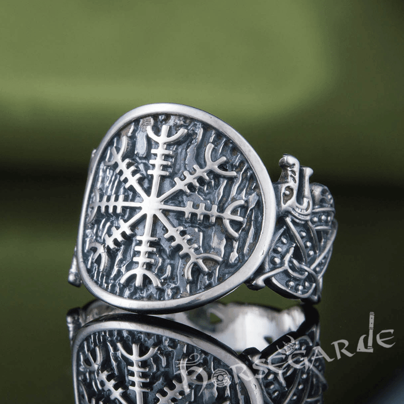 Handcrafted Helm of Awe Jellinge Style Ring - Sterling Silver - Norsegarde