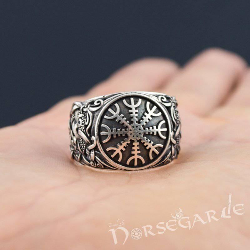 Handcrafted Helm of Awe Mammen Style Ring - Sterling Silver - Norsegarde