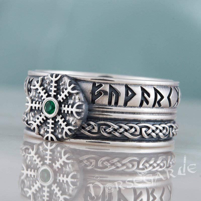 Handcrafted Helm of Awe Runic Band - Sterling Silver - Norsegarde