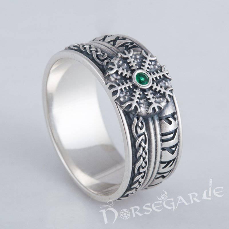 Handcrafted Helm of Awe Runic Band - Sterling Silver - Norsegarde