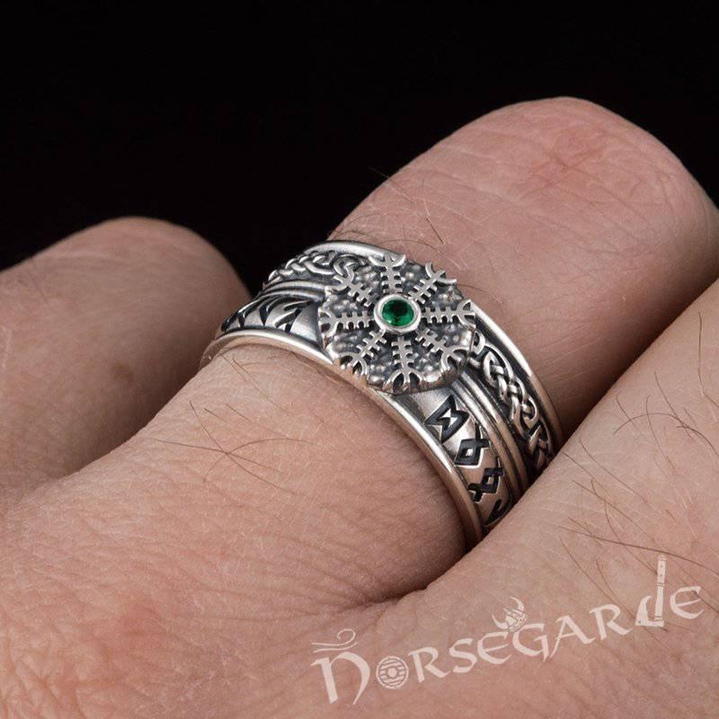 Handcrafted Helm of Awe Runic Band - Sterling Silver - Norsegarde