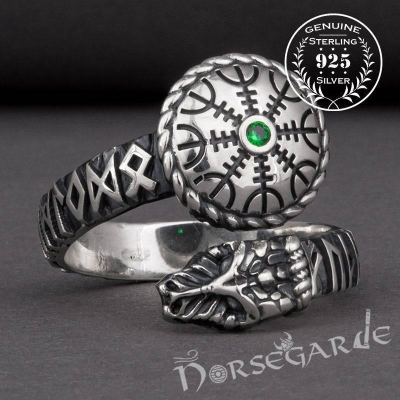 Handcrafted Helm of Awe Serpent Band - Sterling Silver - Norsegarde