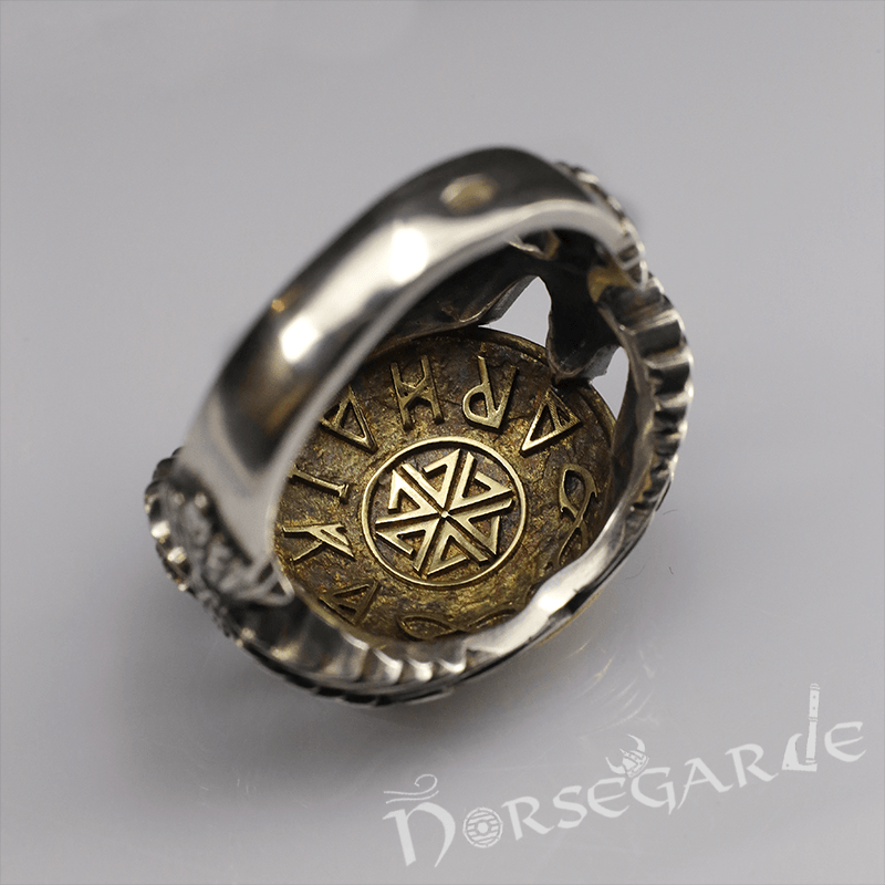 Handcrafted Helm of Awe Shield and Ravens Ring - Sterling Silver & Brass - Norsegarde