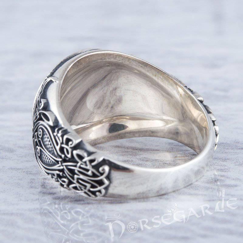 Handcrafted Helm of Awe Viking Ornament Ring - Sterling Silver - Norsegarde