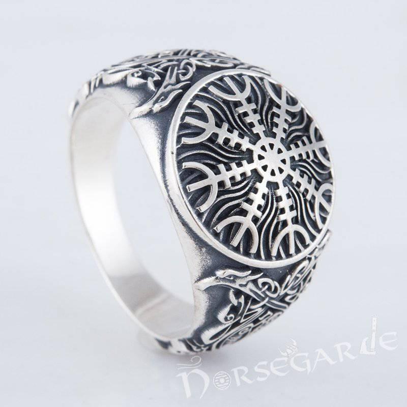Handcrafted Helm of Awe Viking Ornament Ring - Sterling Silver - Norsegarde