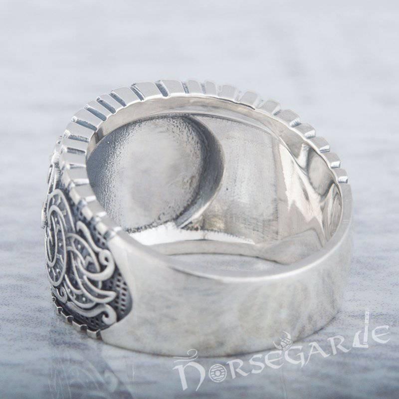 Handcrafted Helm of Awe Viking Ornament Signet Ring - Sterling Silver - Norsegarde